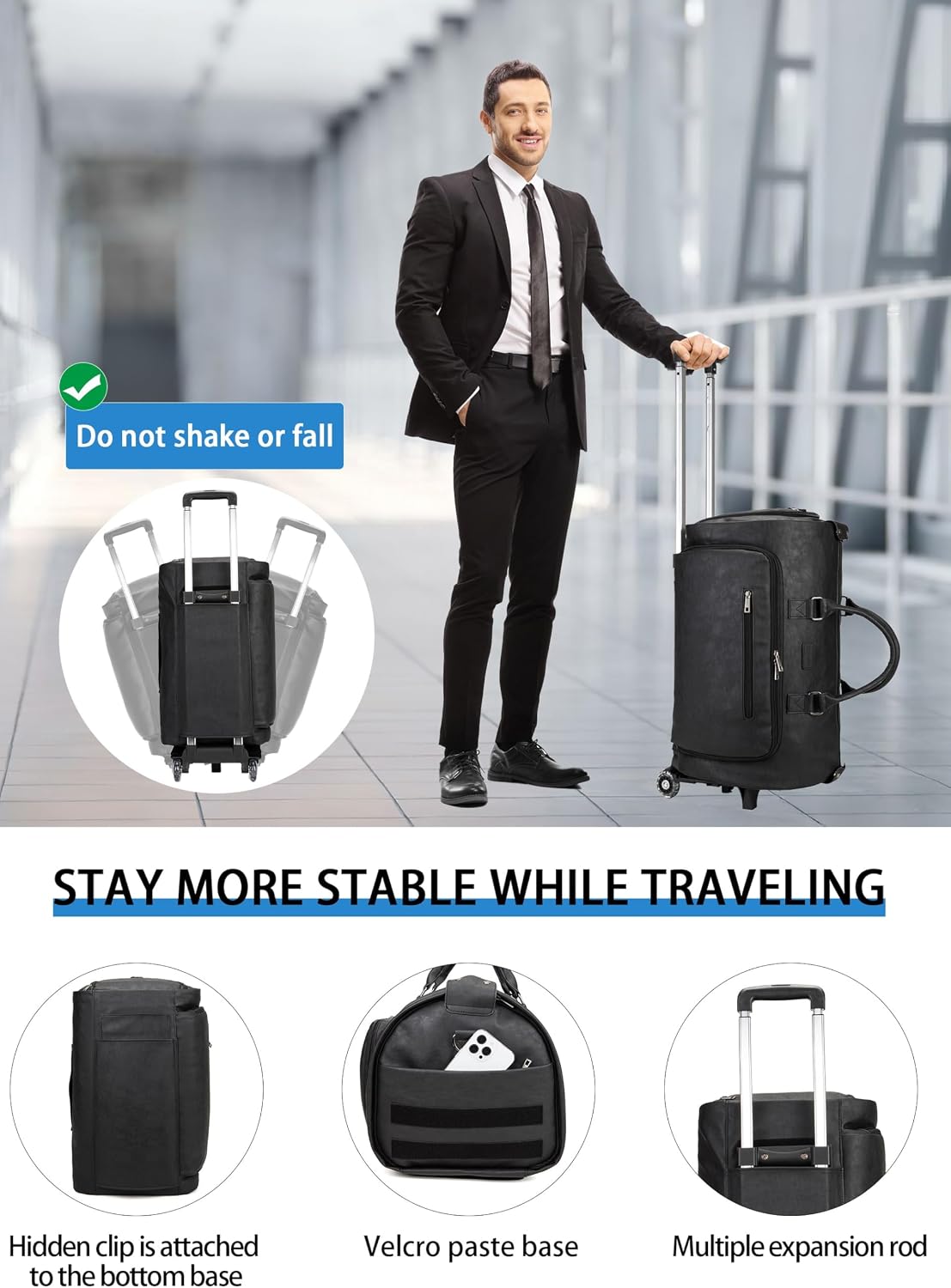 Rolling Garment Bag for Travel. Garment Duffle Bag Luggage Suit for Men and Women. Garment Bag with Wheels