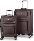 Softside Luggage Sets 2 Piece,Expandable 15% Lightweight Durable Suitcase Sets Double Spinner Wheels w/Combination LOCK （Coffee,20in/26in）