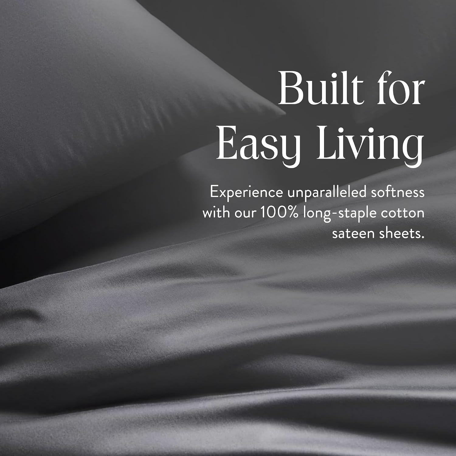 Brooklinen Luxury Sateen 4 Piece Sheet Set - 100% Cotton Bed Sheets, Soft & Durable Twin XL Sheets Set in Slate Grey, Oeko-TEX Certified Bedding Set, 1 Fitted Sheet, 1 Flat Sheet, 2 Pillowcases
