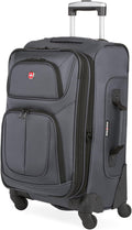 SWISSGEAR Sion Softside Expandable Spinner Luggage Durable Lightweight Travel Suitcase, Dark Grey, Carry-On