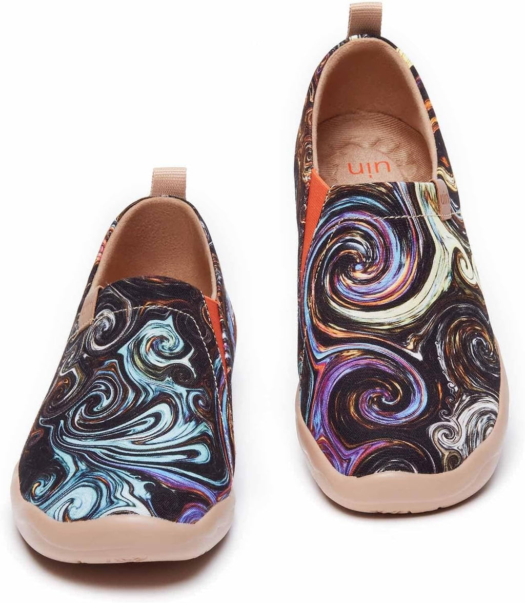 UIN Women's Casual Loafers Travel Painted Walking Slip On Lightweight Comfortable Canvas Fashion Sneakers