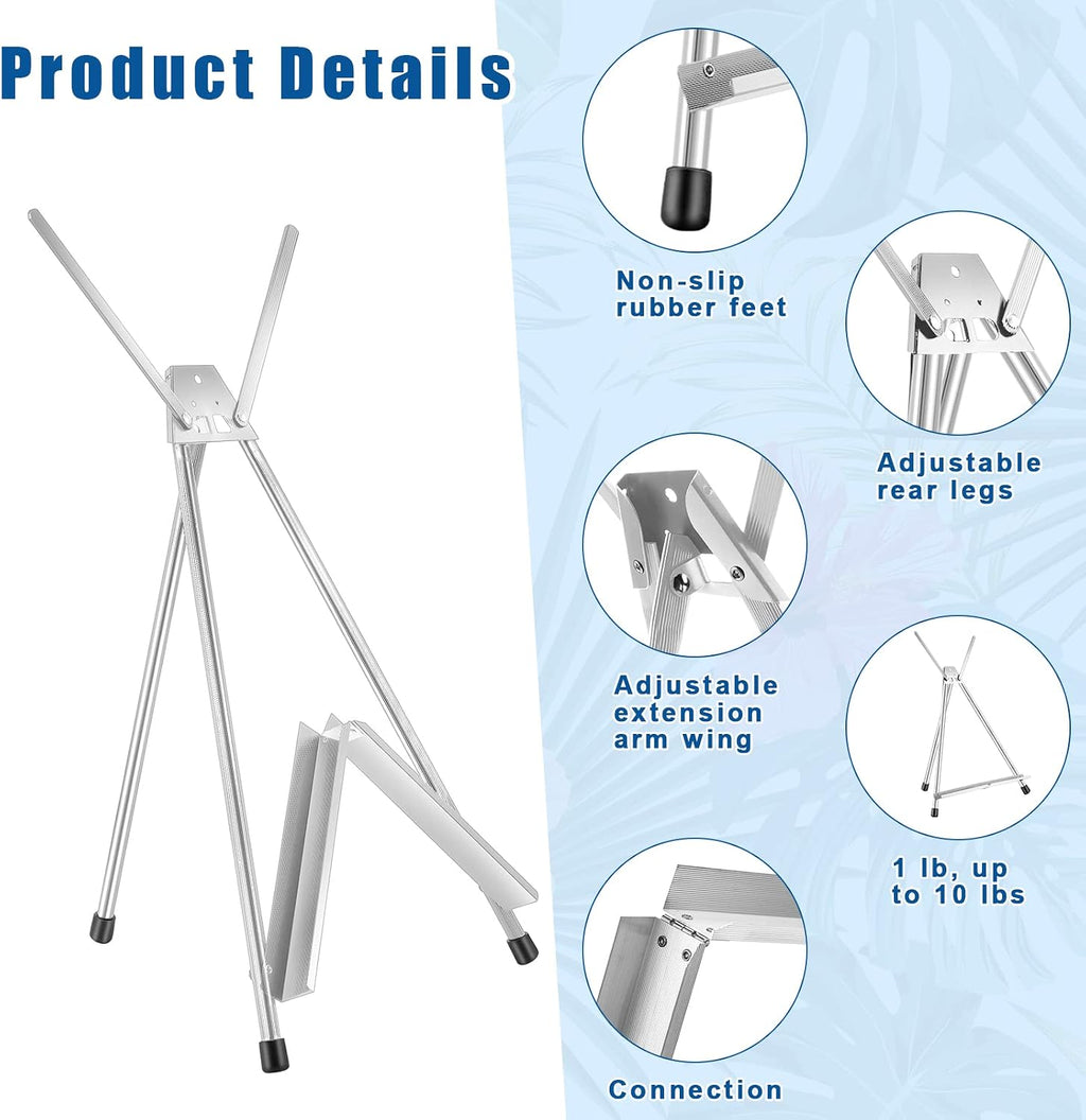 Xinnun 24 Pack Aluminum Tabletop Display Easels 15' to 21' Adjustable Portable Tripod Desktop with Extension Arm Wings and Rubber Feet Tripod Easels Stand for Canvas Pictures Paintings School (Silver)