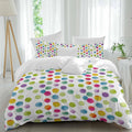 Colorful Wavepoints Duvet Cover Set Queen Size 4 Pieces Modern Abstract Watercolor Yellow Pink Green Points Bedding Set with Zipper Closure,1 Comforter Cover 90x92 Inches 1 Flat Sheet & 2 Pillow Cases