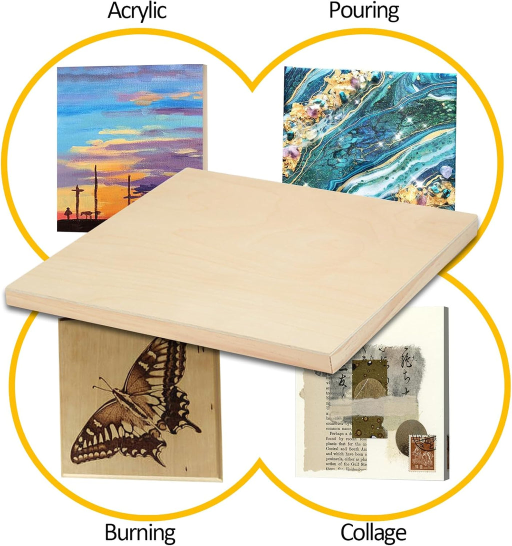 Falling in Art 2 Pack Unfinished Wooden Canvas Panels, 36x48 Gallery Birch Wood Panels Kit, 1 1/2' Deep Art Cradle Boards for Acrylic Painting, Pouring and Burning