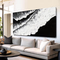 NBAODAN Abstract Wall Art Modern Artwork White Canvas Pictures Large Painting Textured Art 29'x58' Black Office Wall Decor Home Decorations for Living Room
