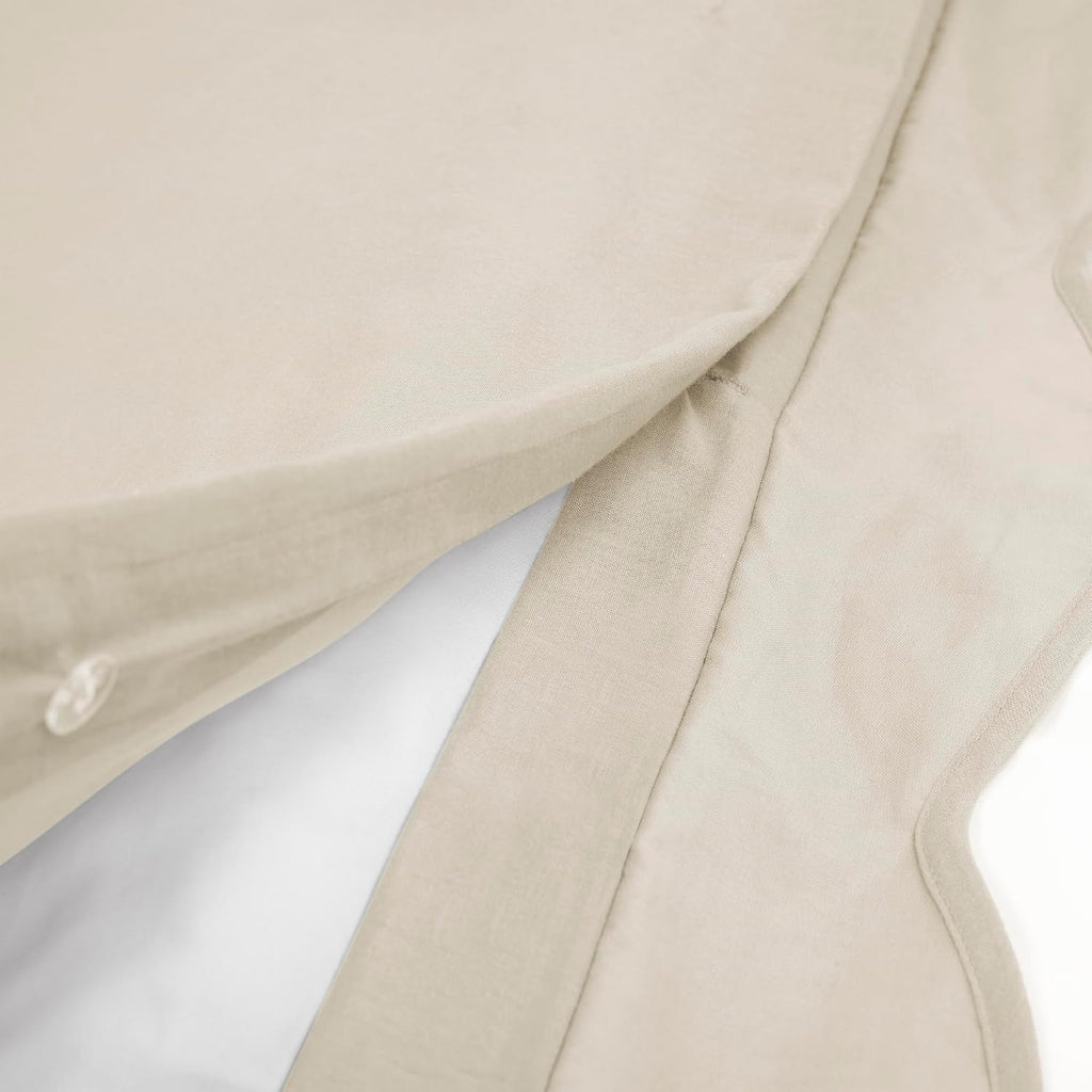 Lush Decor Coastal Chic Scalloped Edge Cotton Duvet Cover Set, 3 Piece Set, King, Neutral & White - King Bedding Set - White Duvet Cover King - Coastal Decor