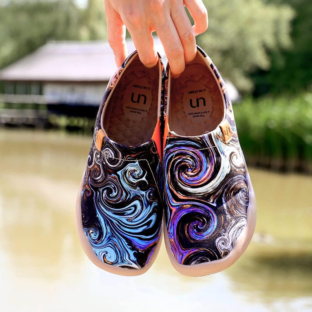 UIN Women's Casual Loafers Travel Painted Walking Slip On Lightweight Comfortable Canvas Fashion Sneakers
