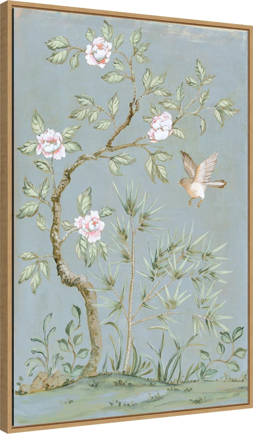 Amanti Art Framed Canvas Wall Art 33x23 Spring Flower Mural II Blue by Julia Purinton, Framed Wall Art Canvas, Flowers Artwork, Modern Decor, Large Poster Painting for Living Room, Bedroom, Bathroom,