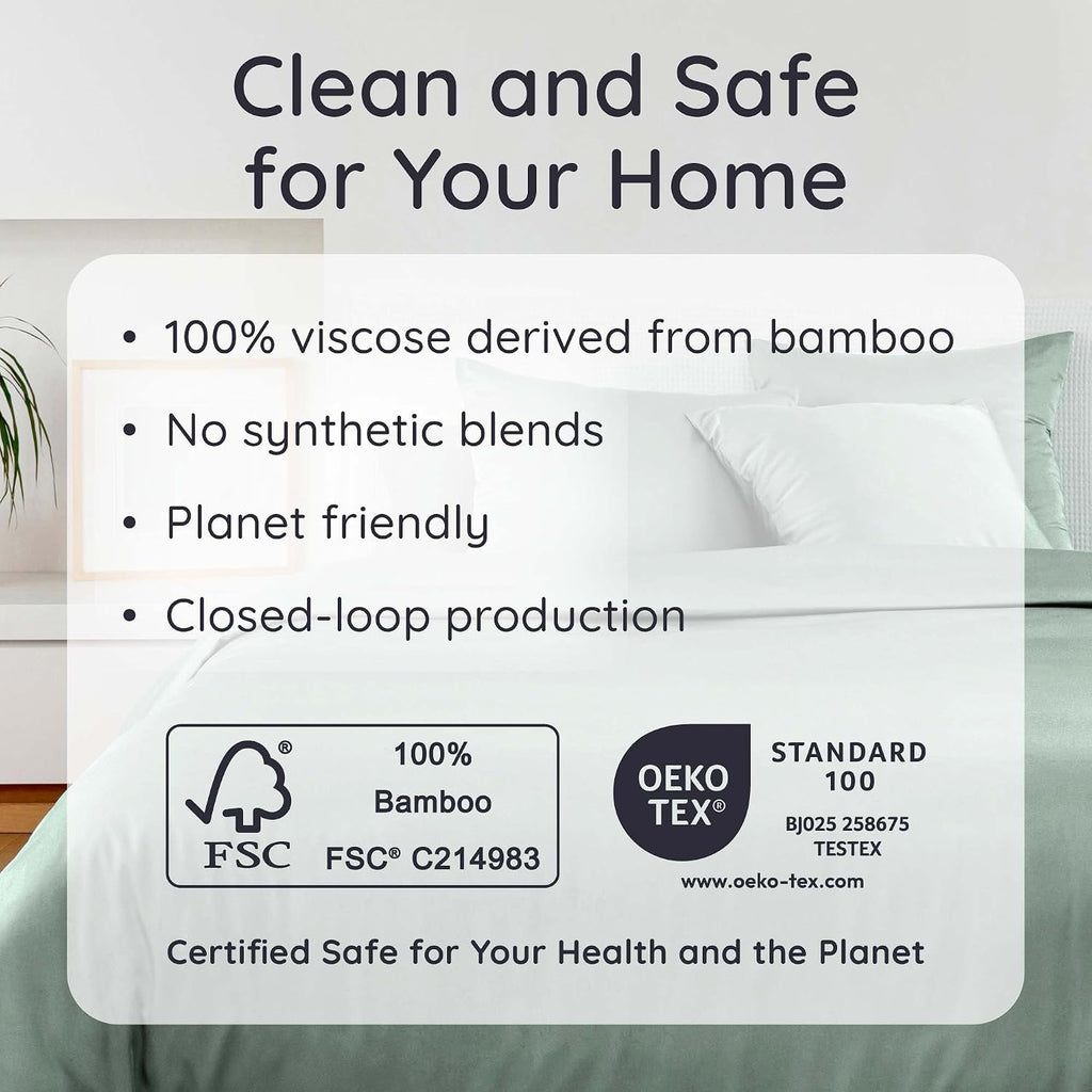 Bambaw King Sheet Set 6pcs – 100% Viscose Derived from Bamboo Sheets King Size Deep Pocket, Fits Up to 16'' with Elastic Corner Straps, Soft Cooling Sheets for Hot Sleepers (Sea Glass)