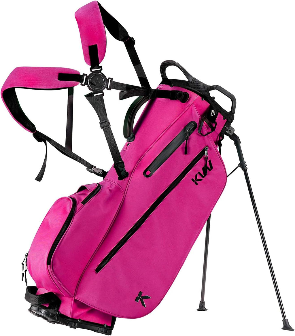 KVV Lightweight Golf Stand Bag with 7 Way Full-Length Dividers, 5 Zippered Pockets, Automatically Adjustable Dual Straps，Elegant Design