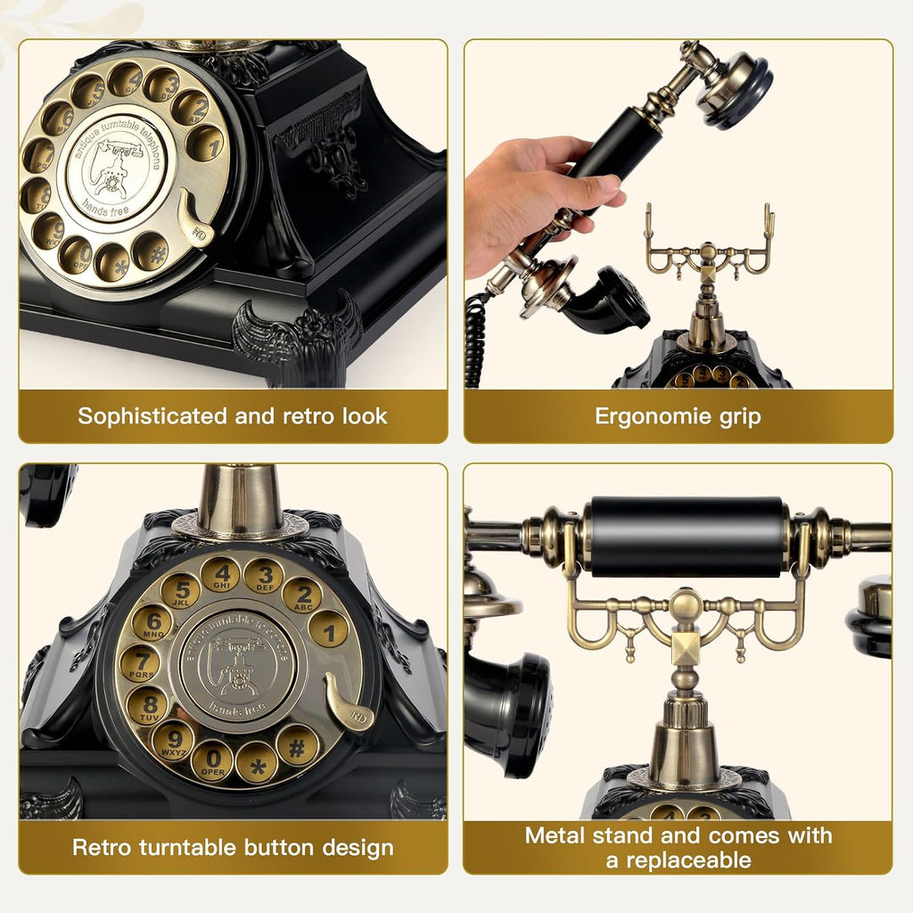 Audio Guest Book Wedding Phone, Audio Guest Book Record Customized Audio Messages Guest Book Alternatives Classic Retro Phone for Parties Birthdays Rentals Confessions Special Occasions (Black)