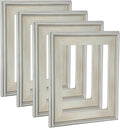 Cardinali Plein Aire Silver 11x14 Open Back Frames for Canvas Art- Box of 4, 3' Wide Moulding w/Raised Edge -No Glass or Backing - 1/2' Rabbet Depth- Timeless Picture Frame for Canvas - Made in USA