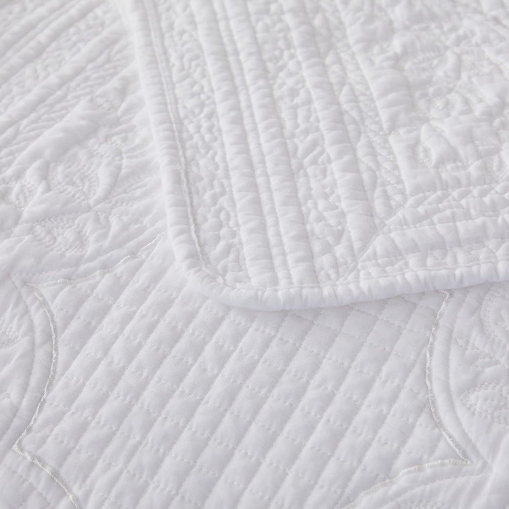 Brandream White Quilt King Size Cotton Matelasse Coverlet Set Farmhouse Quilts 3-Piece
