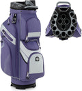 Goplus Lightweight Golf Cart Bag, Molded Lock Top Golf Club Bag w/14-Way Full Length Organizer Dividers, 11 Pockets, Cooler Bag, Straps, Umbrella Holder & Rain Hood for Men Women