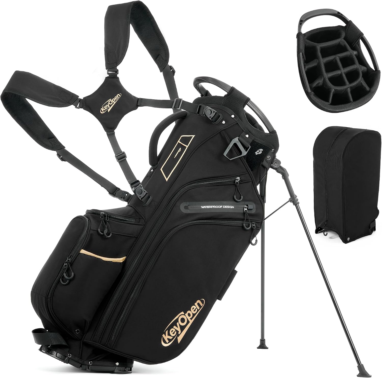 Lightweight Golf Stand Bag, 14 Way Golf Bags with Full Length Dividers for Men Women, Encrypted 900D Weather-Proof Club Carry Bag with Ergonomic Dual Strap, Cooler Pockets, 9 Pockets
