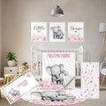 Terwex Personalized Crib Bedding Set, 5 Pcs Custom Nursery Bedding Sets with Name, Infant Bedding Set for Baby Girls, Pink Elephant Double Layer Baby Crib Set, Babies Toddlers Kids Customized Gifts