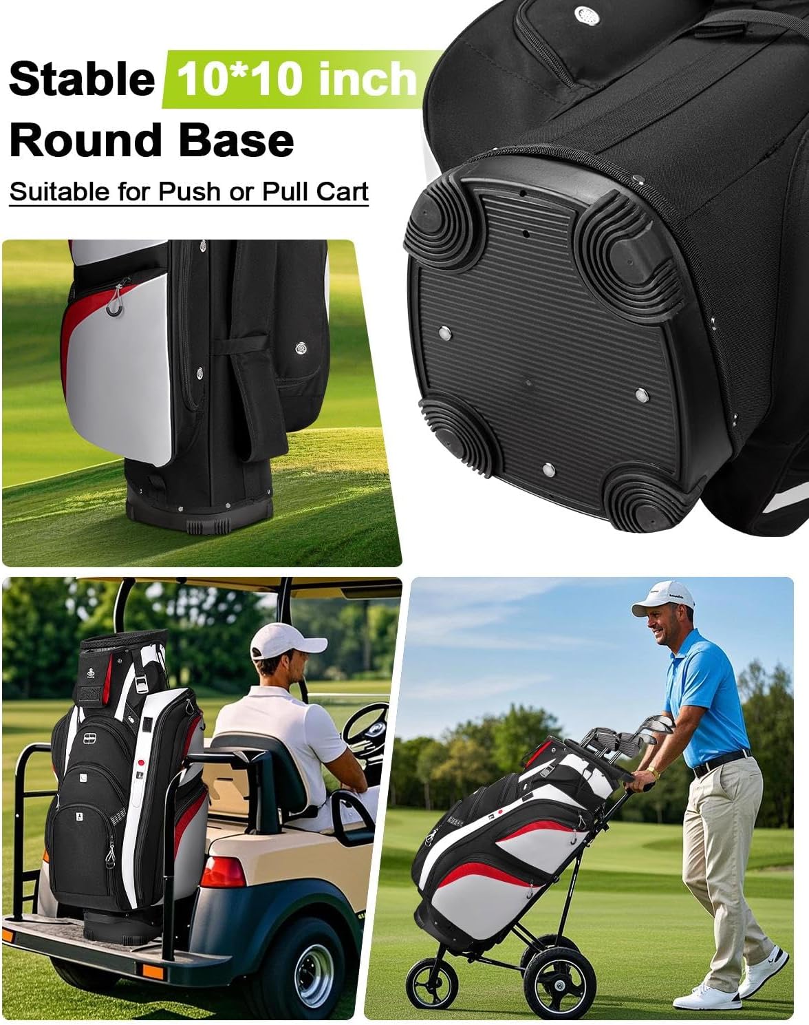 Vancropak Golf Cart Bag, Golf Gifts for Men with 15 Way Divider Top, USB Charging Port, Waterproof Protective Rain Cover, Shoe Compartment, Cooler Pocket, Tracker Slot, Umbrella Holder, Golfer Gifts