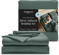 Miracle Made Breathable Cotton Bed Sheets, 4-Piece Set – Silver-Treated, Soft and Cool-to-the-Touch Lightweight Bedding Designed for Hot Sleepers – Queen Size, Sage Green