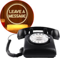 Premium Audio Guest Book Telephone with Free LED Wedding Sign | Vintage and Retro Style Audio Guestbook | Rotary Phone with Audio Record Voice Messages (Black)