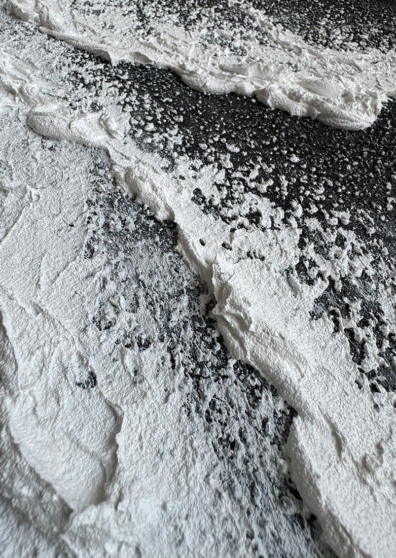 Black and White Beach Wave Textured Wall Art 3D Oil Painting Hand Painted Abstract Large Canvas Framed 29x58 Inch Acrylic Painting
