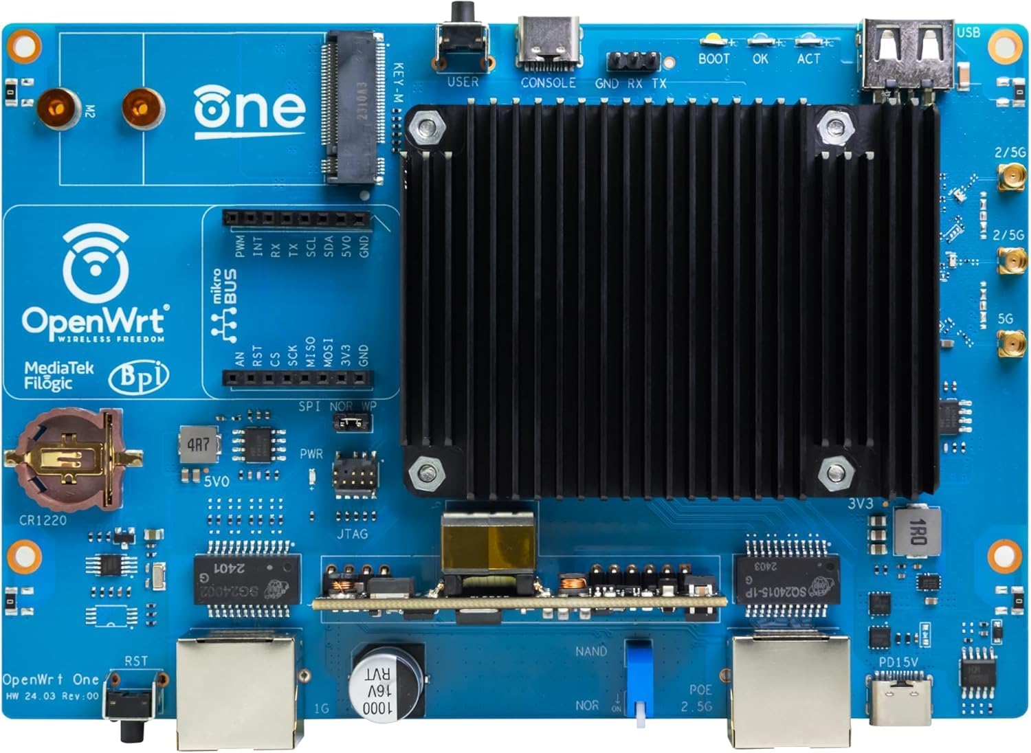 youyeetoo Banana Pi OpenWrt One - WiFi 6 Official OpenWrt Router Mainline Support,MediaTek MT7981B SoC 1GB DDR4 RAM, RJ45 Port