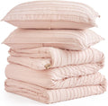 UGG Textured King Comforter Set - 3 Piece Striped Reversible Queen Bedding Set with Pillow Shams, Stylish Soft & Luxurious Light Pink Bed Set for Home & Bedroom (King)