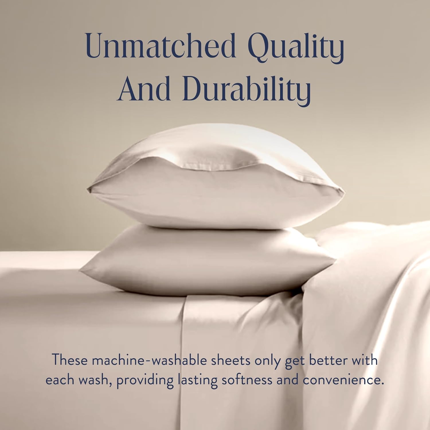 Brooklinen Luxury Sateen 4 Piece Sheet Set - 100% Cotton Bed Sheets, Soft & Durable King Size Sheet Set in Pebble, Oeko-TEX Certified Bedding Set, 1 Fitted Sheet, 1 Flat Sheet, 2 Pillowcases