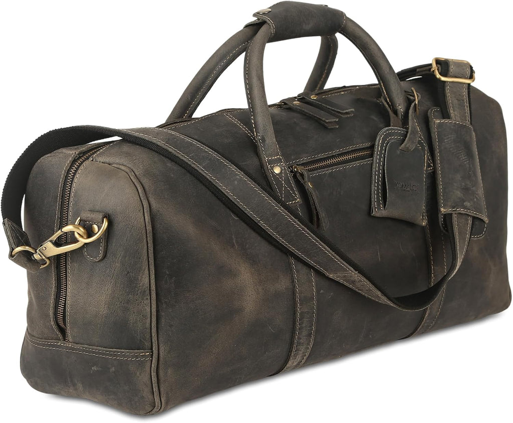 Leather Travel Duffle Bags for Men and Women cabin friendly Weekend Bag Sports Gym airplane carry on overnight duffel