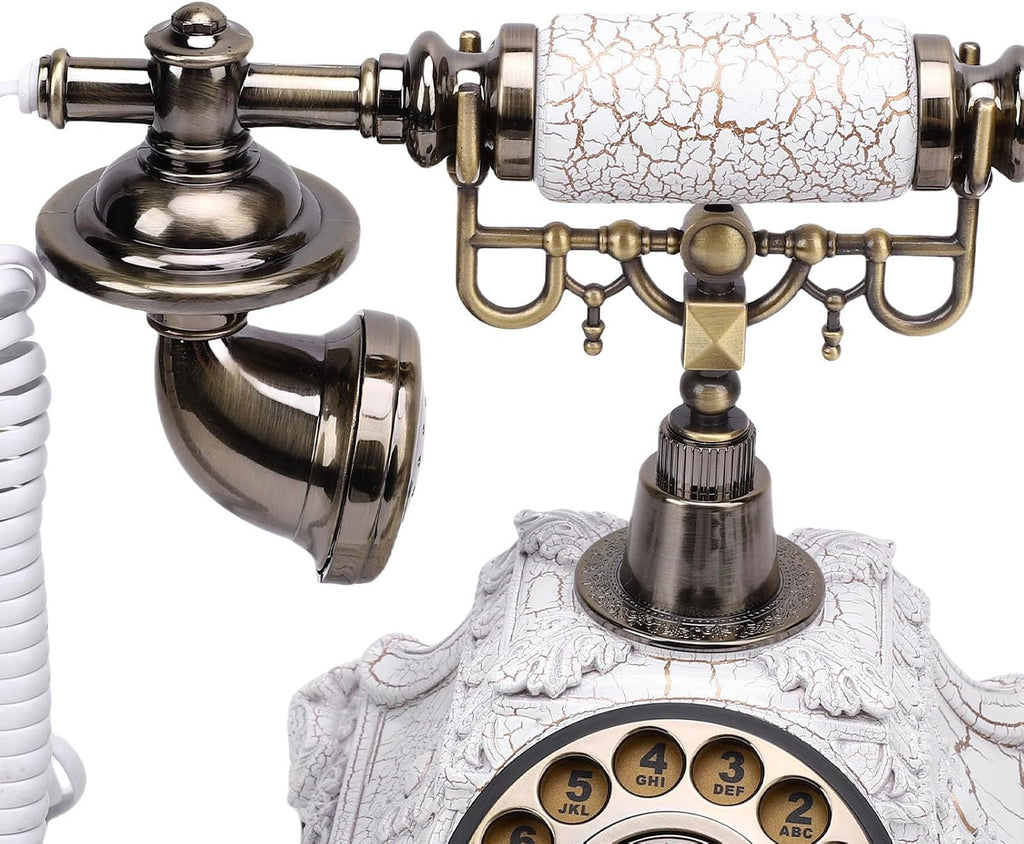 Audio Guest Book Phone, Vintage Retro Telephone for Wedding Party, Customized Voice Message for Home and Hotel (White)