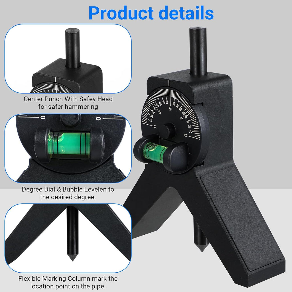 Magnetic Centering Head, Pipefitter Tools Y-Shape w/Adjustable Dial Bubble Protractor, Flange Aligner Will Fit Flanges with Holes From 1/2' to 1-7/16' Diameter Threaded Pipe Flange Leveler Set