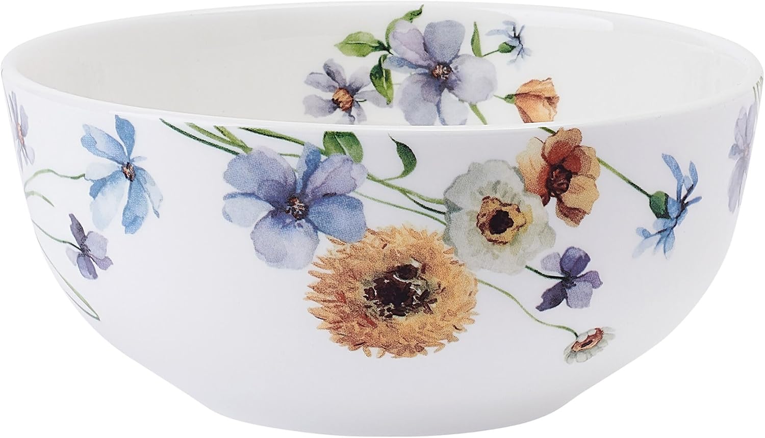 Mikasa Audrina Water Color Flowers Bone China Lightweight Chip Resistant 12 Piece Dinnerware Set, Service for 4, White