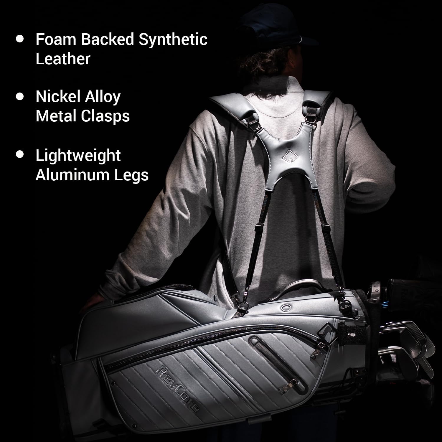 CADDYDADDY Upgraded Hybrid Luxury Golf Stand Bag, Tour Grade Synthetic Leather w/ScratchGuard, 14 Way or 6 Way Dividers, 2 Cooler Pockets, Magnetic Felt-Lined Pocket, Ball and Accessory Pocket