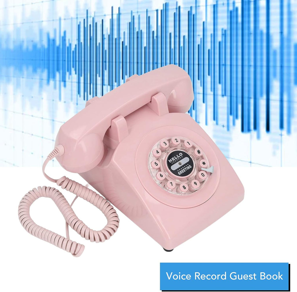 Audio Guestbook Wedding Phone, 120 Hours Recording Capacity 8G Record Custom Audio Messages Audio Guestbook Phone (Pink)