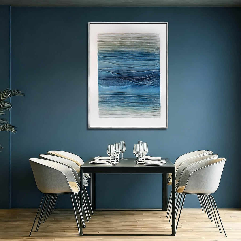 SHEYOYE Blue Canvas Wall Art, 36x48 Hand-Painted Oil Painting, Textured Wall Art, Ready to Hang, for Living Room, Bedroom, Study