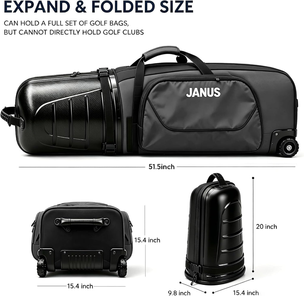JANUS Golf Travel Bag with Wheels, Foldable Airline-Ready Design, Protective Structured Design, and Support-Leg Travel System