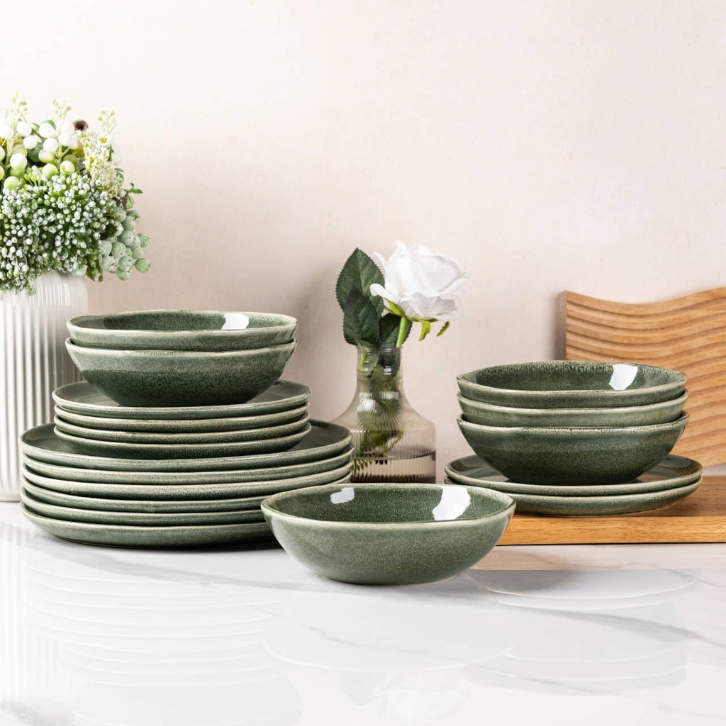 AmorArc Ceramic Dinnerware Sets,Handmade Reactive Glaze Stoneware Plates and Bowls Sets,Highly Scratch Resistant | Dishwasher & Microwave Safe Dishes Set,Service for 8 (24pc)