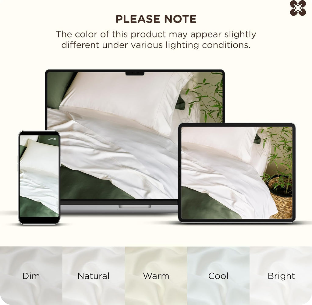Bedsure 100% Organically Grown Bamboo Viscose California King Sheet Sets | Cooling Bedsheets for Hot Sleepers | Luxury Silky Soft | 18' Deep Pocket with Corner Straps | Oeko-Tex Certified [White]