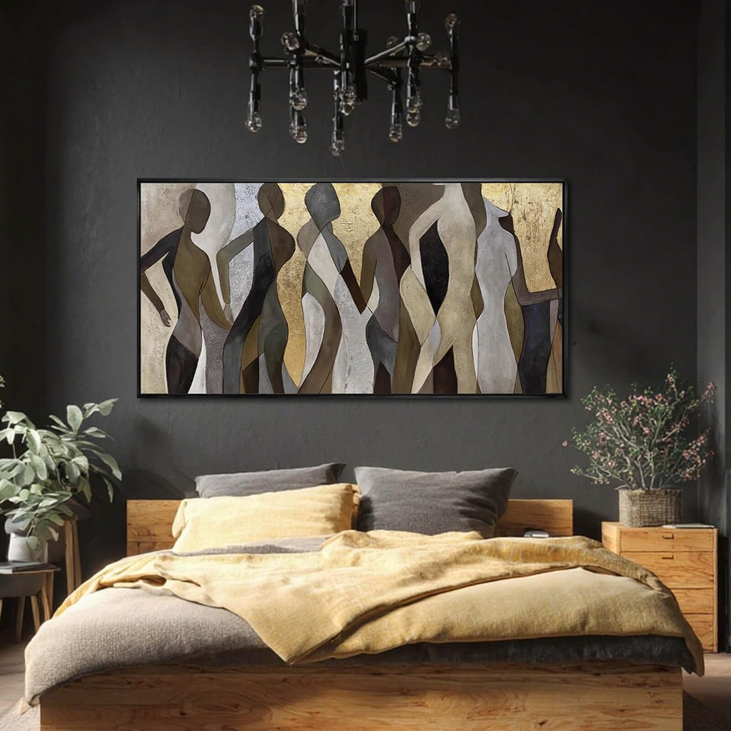 Artexist Figure Wood Wall Decor Neutral Wall Art Modern Poster Printing 24'x48' Picture for Bedroom Hanging Art for Dining Room Area