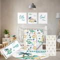 Terwex Personalized Baby Crib Set, 5 Pcs Baby Boy Crib Bedding Set, Custom Name Dinosaur Baby Crib Bedding Set Neutral, Double Layer Flannel Nursery Bedding Set, Customized Gifts for Toddler Infant