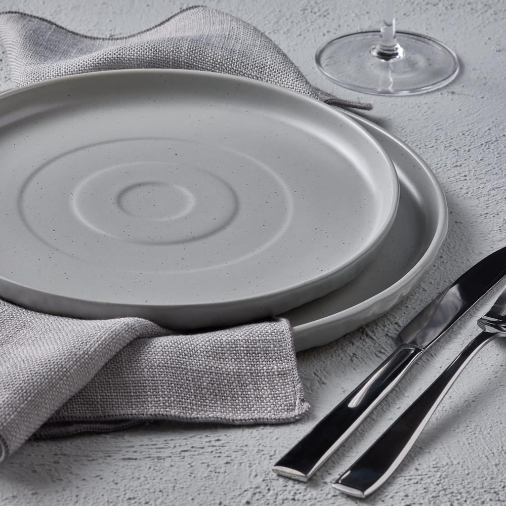 Stone by Mercer Project SHOSAI 32-Piece Stoneware Dinnerware Set, Plates and Bowls Set, Modern Dishware set fo 8, Grey Speckled