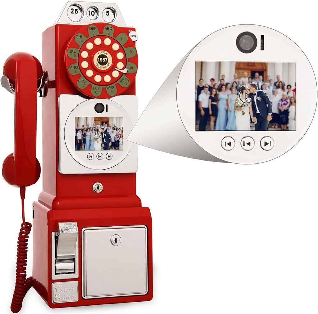 Video & Audio Guest Book, Wedding Phone Guestbook with 64G Memory Card Creative Easy to Use & Fun, 1080p Video Guestbook for Engagements Anniversaries Baby-Showers Graduation,Red
