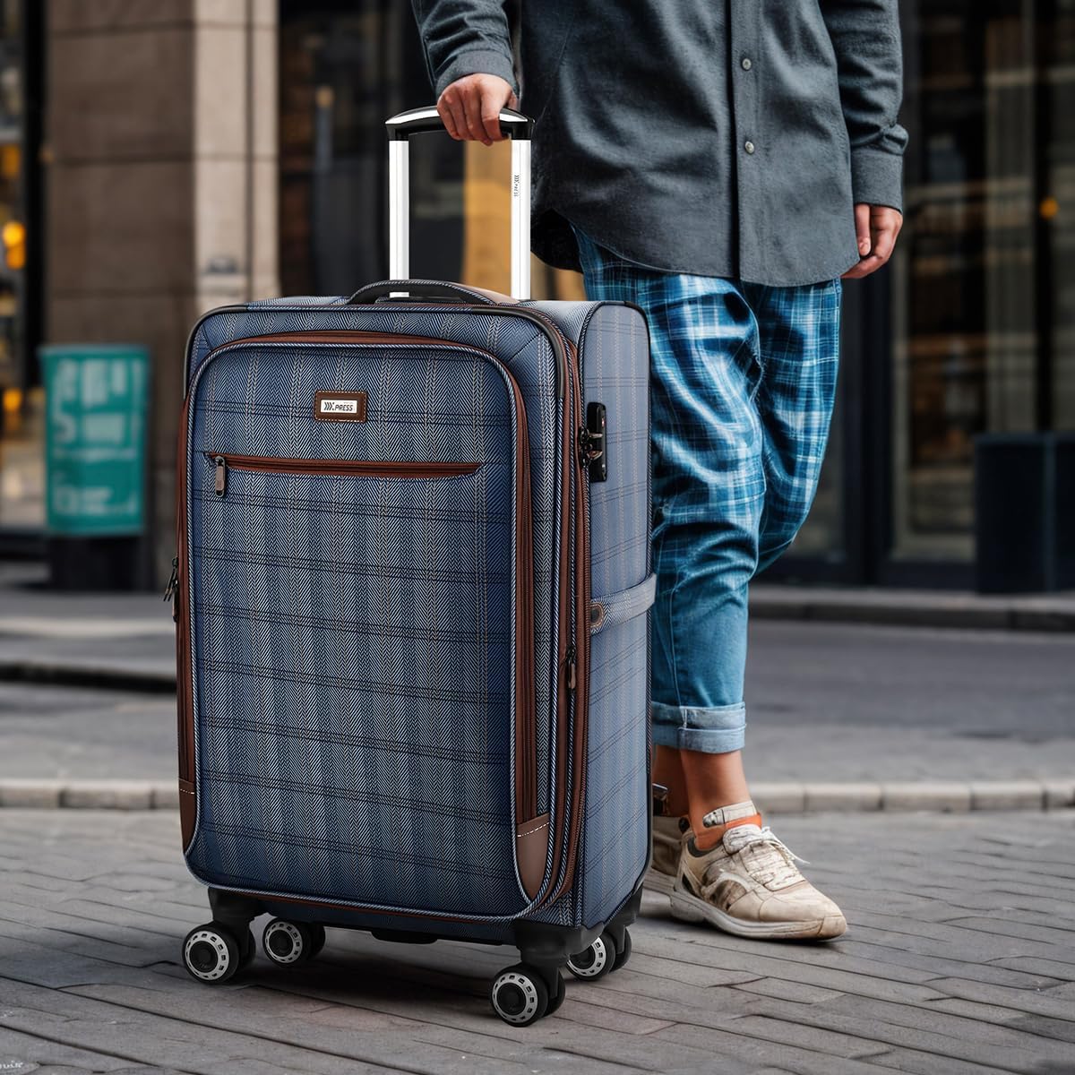 Luggage Sets 3 Piece,Suitcases with Wheels Hardshell,Softside Luggage Set,Foldie Travel Bag Expandable,Charcoal Material W/Tsa Lock & Double Spinner Wheels(20in/26in/30in) COLOR#2