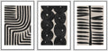 SIGNLEADER Framed Canvas Print Wall Art Set Geometric Black Paint Stroke Patterns Abstract Shapes Illustrations Modern Art Decorative Contemporary for Living Room, Bedroom, Office - 16'x24'x3 WHITE