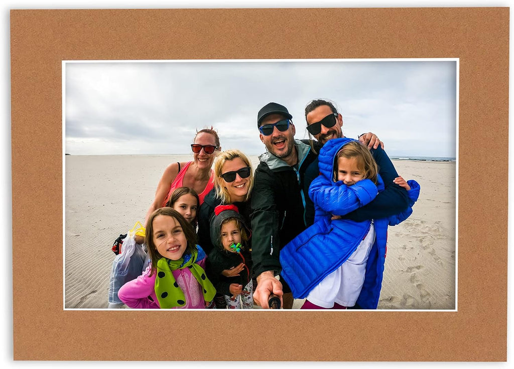 11x14 Mat for 8.5x11 Photo - Precut Aged Oak Brown Picture Matboard for Frames 11 x 14 Inches - Bevel Cut to Display Art 8.5 x 11 Inches - Acid Free Pack of 100 MATS with Backing Boards & Clear Bags