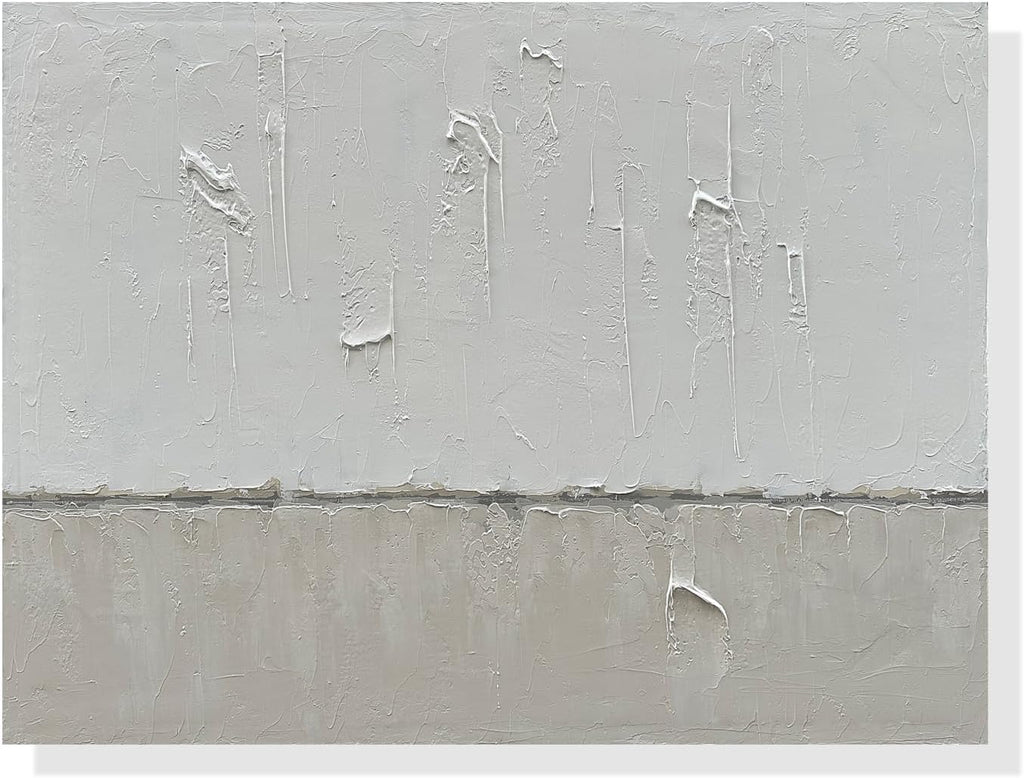 NANKAI Large Abstract Painting Hand Painted Grey White Minimalist Painting on Canvas Modern Abstract Canvas Wall Art Large White Acrylic Abstract Painting Wall Art 30x45 inch