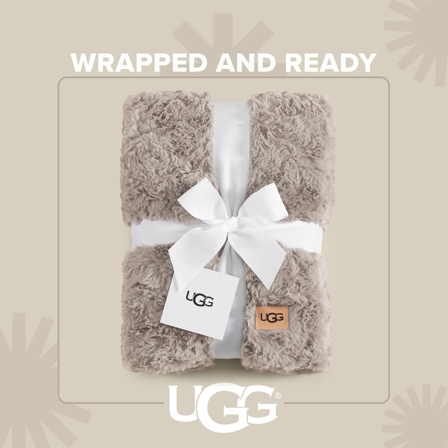 UGG Adalee Faux Fur Throw Blanket, Luxury Cozy Fluffy Blanket for Living Room or Bedroom, Decorative Double-Sided Fuzzy Throw, Machine Washable Spring Decor, 50-inch x 70-inch, Oyster Brown