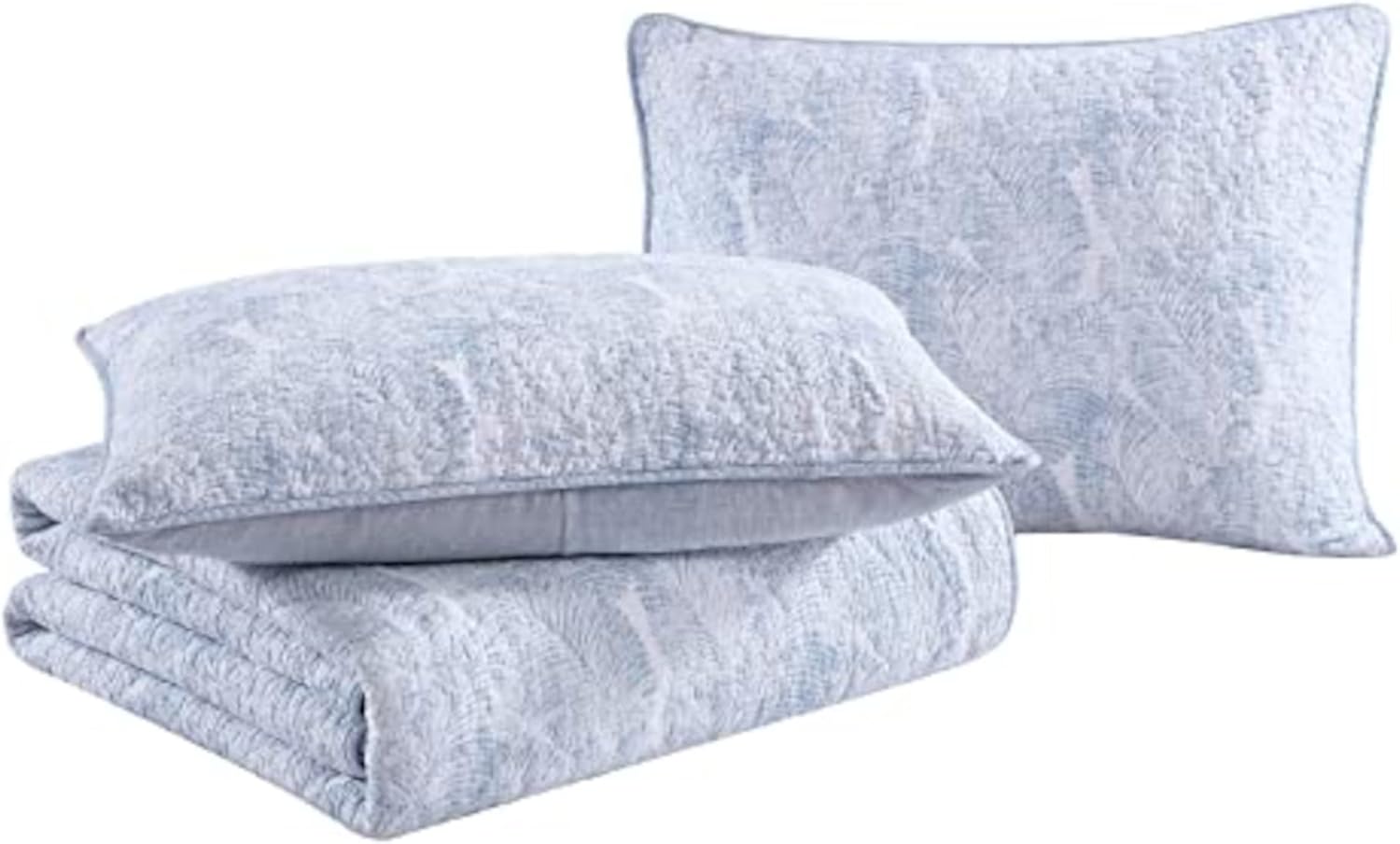 Tommy Bahama - Twin Quilt Set, Reversible Cotton Bedding with Matching Sham, Pre-Washed for Added Softness, Dorm Essentials (Distressed Water Leaves Blue)