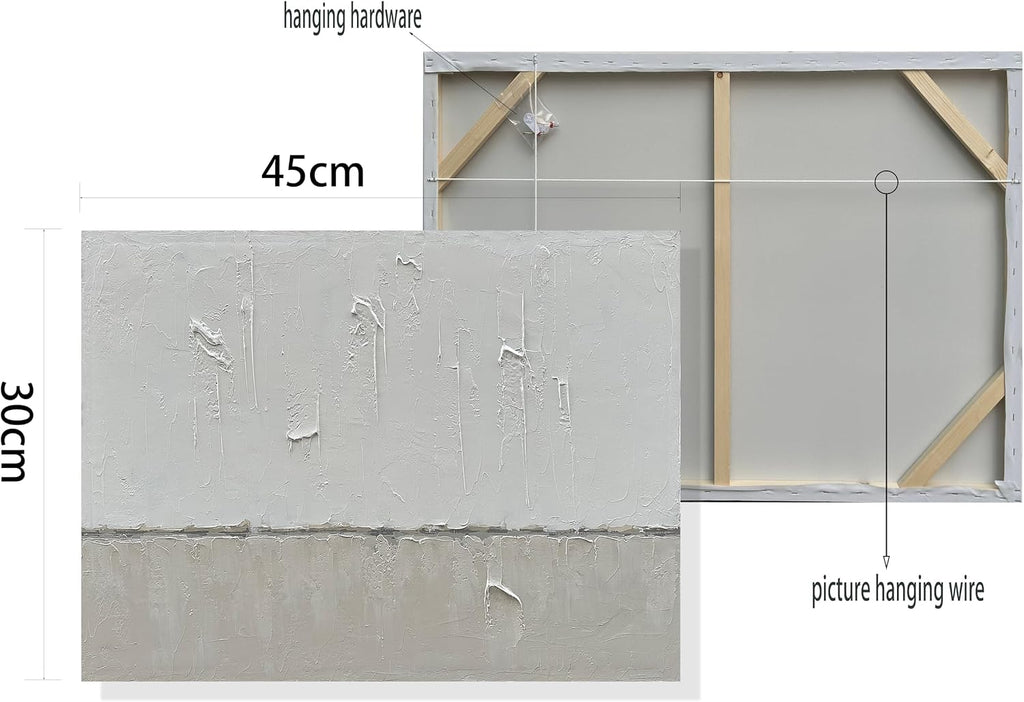 NANKAI Large Abstract Painting Hand Painted Grey White Minimalist Painting on Canvas Modern Abstract Canvas Wall Art Large White Acrylic Abstract Painting Wall Art 30x45 inch