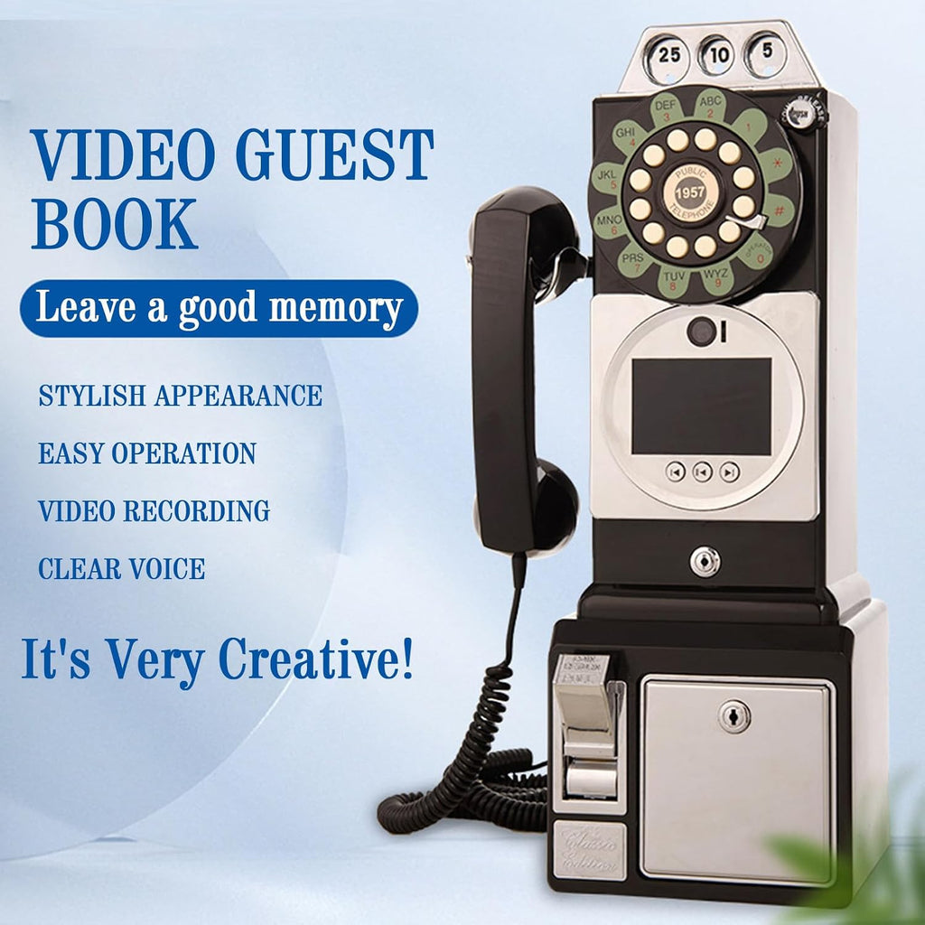 Video & Audio Guest Book, Wedding Phone Guestbook with Lens Recording, 32G Memory Card, 1080p HD Video Guestbook for Engagements/Anniversaries/Graduation,Black