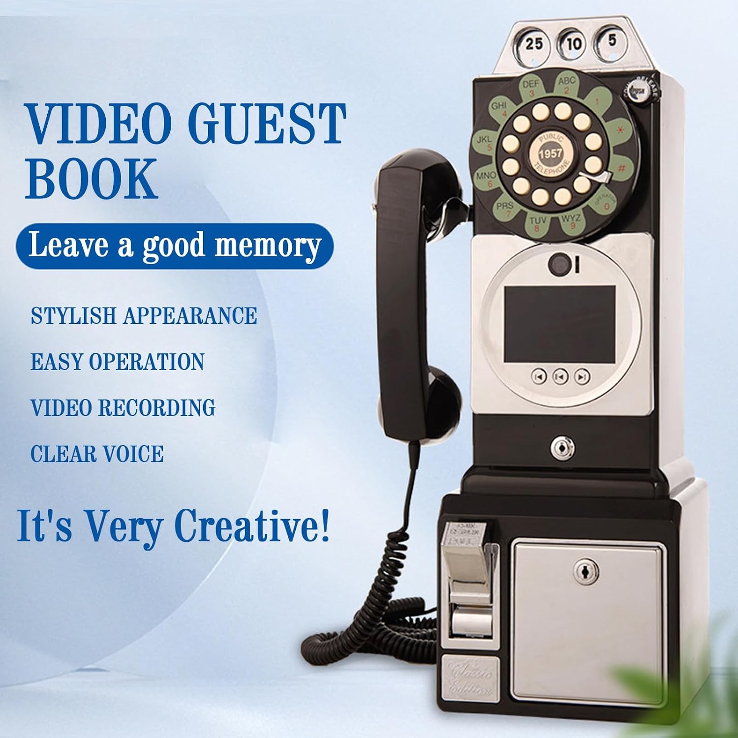 Video & Audio Guest Book, Wedding Phone Guestbook with Lens Recording, 32G Memory Card, 1080p HD Video Guestbook for Engagements/Anniversaries/Graduation,Black